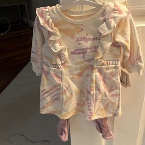 3-6 month long sleeve two piece set with footies.